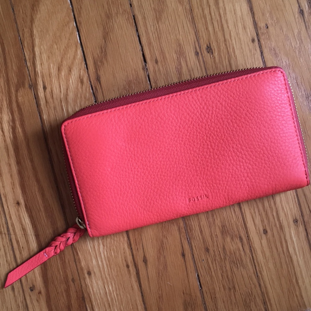 Fossil Caroline zip wallet, lava leather- unused